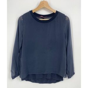 Comptoir Des Cotonniers Navy Blue Silk Layered Blouse